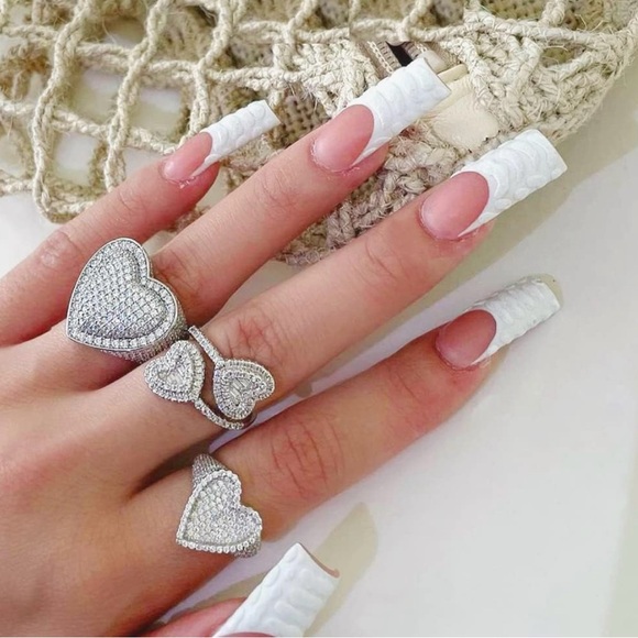 Iced Out Heart Adjustable Ring 💍 - Picture 2 of 4